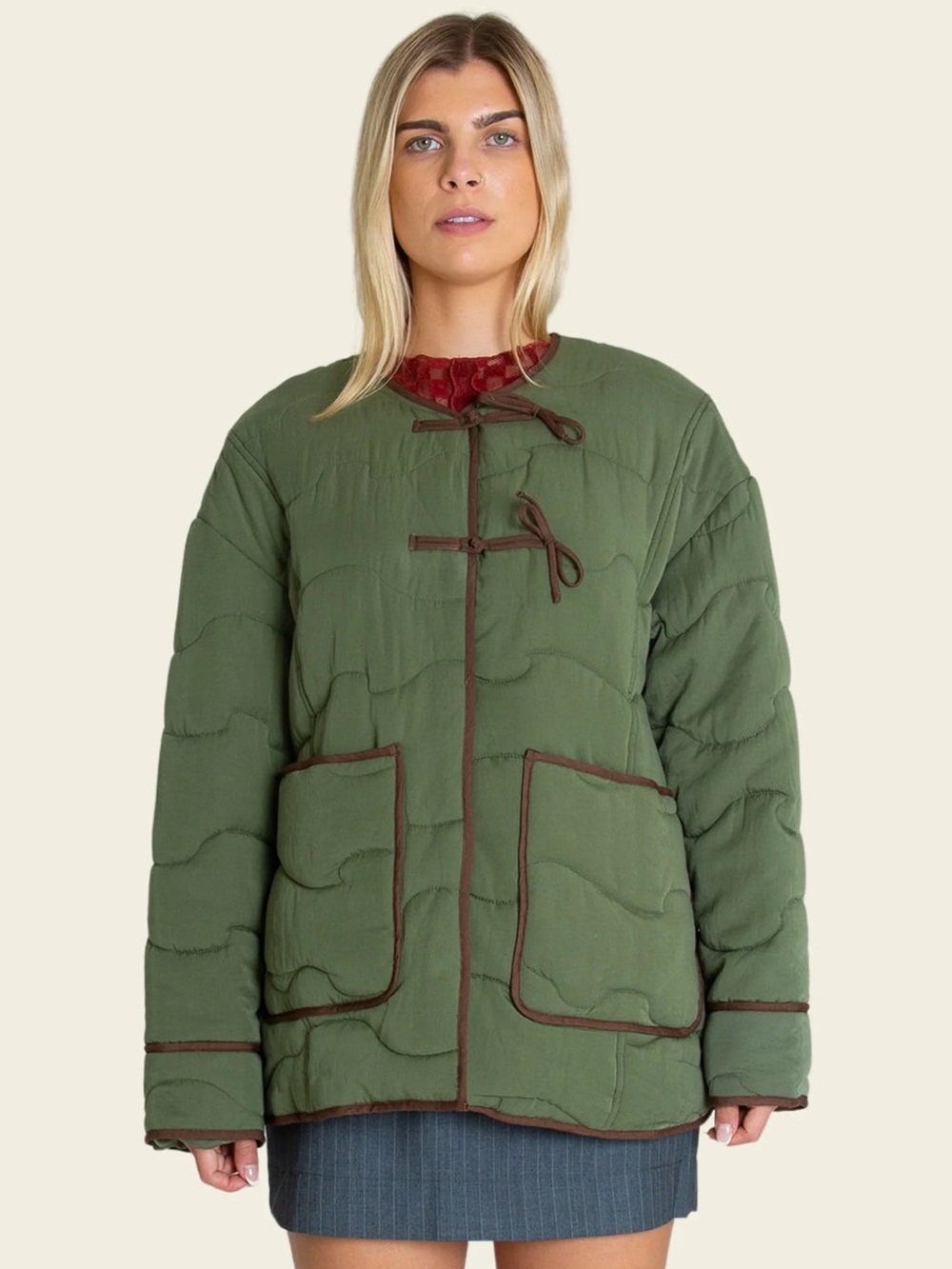 find me now | NWT Quilted Knot Coat in Boxwood XS/S